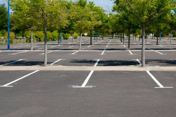 Public Park With Aspahlt Parking Lots